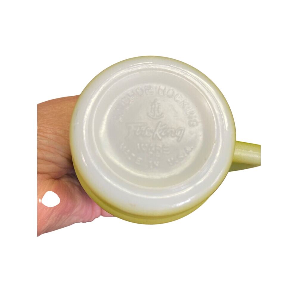 Anchor Hocking Fire King Stackable Mugs Green Yellow Ombre Compass Nautical 3 - Picture 4 of 4